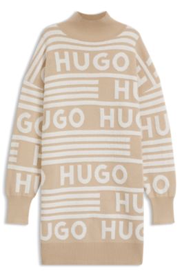 HUGO オーバーサイズフィットフーディ HUGO - オーバーサイズフィット セータードレス ロゴディテール