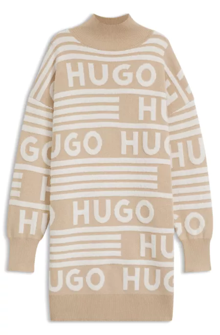 Oversized-fit sweater dress with logo details