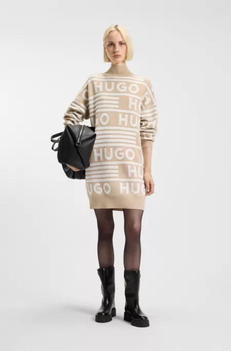 Oversized-fit sweater dress with logo details