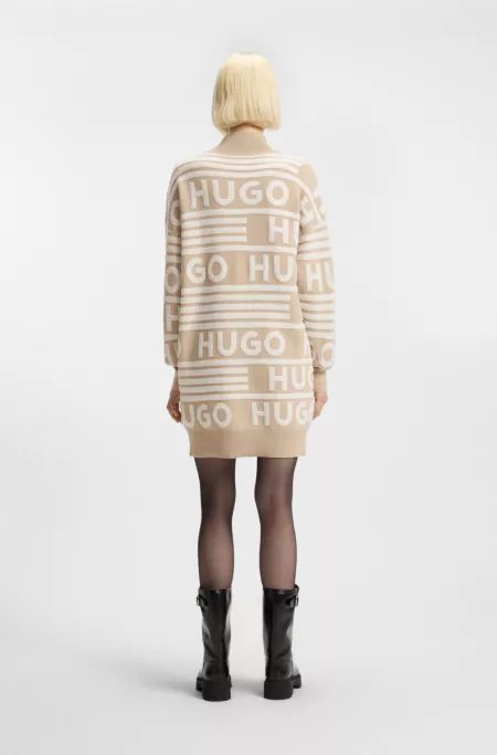 Oversized-fit sweater dress with logo details