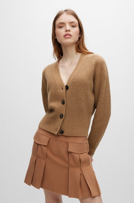 Relaxed-fit cardigan in a wool blend, Beige