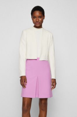 BOSS Cropped Jacket With Edge to edge Front