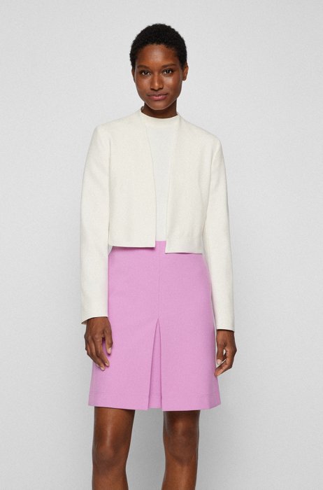 Cropped jacket with edge-to-edge front, White