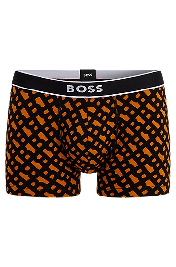 BOSS 博斯当季印花弹力棉质中腰短裤,  822_Bright Orange