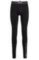 Stretch-cotton long johns with logo and stripe details, Black