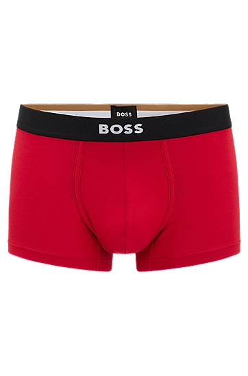 BOSS 博斯徽标装饰裤腰平纹单面针织布中腰短裤,  621_Bright Red