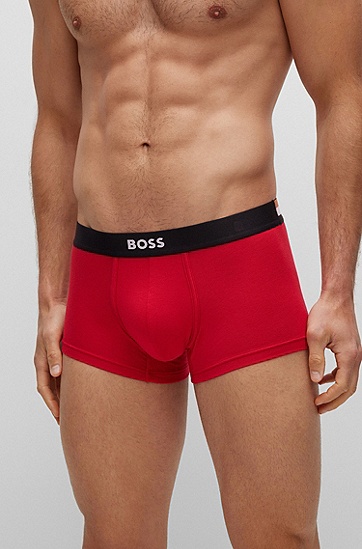 BOSS 博斯徽标装饰裤腰平纹单面针织布中腰短裤,  621_Bright Red