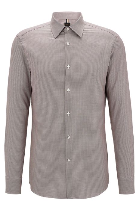Camicia slim fit in cotone italiano con motivo pied-de-poule HUGO BOSS Uomo Abbigliamento Camicie Camicie a maniche lunghe 