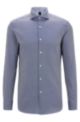 Slim-fit shirt in Italian structured cotton, Blue