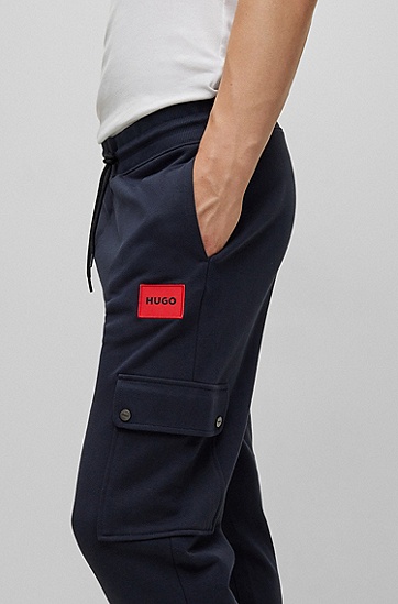 HUGO 雨果工装口袋宽松版型棉质毛圈布运动裤,  405_Dark Blue