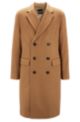 Long-length double-breasted coat in camel hair, Beige