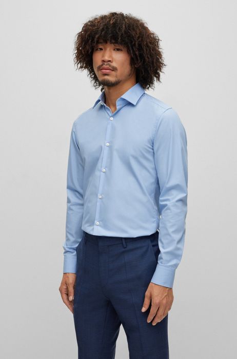 Mens Clothing Shirts Formal shirts for Men BOSS by HUGO BOSS Slim-fit Shirt In Easy-iron Cotton Poplin in Dark Blue Blue 