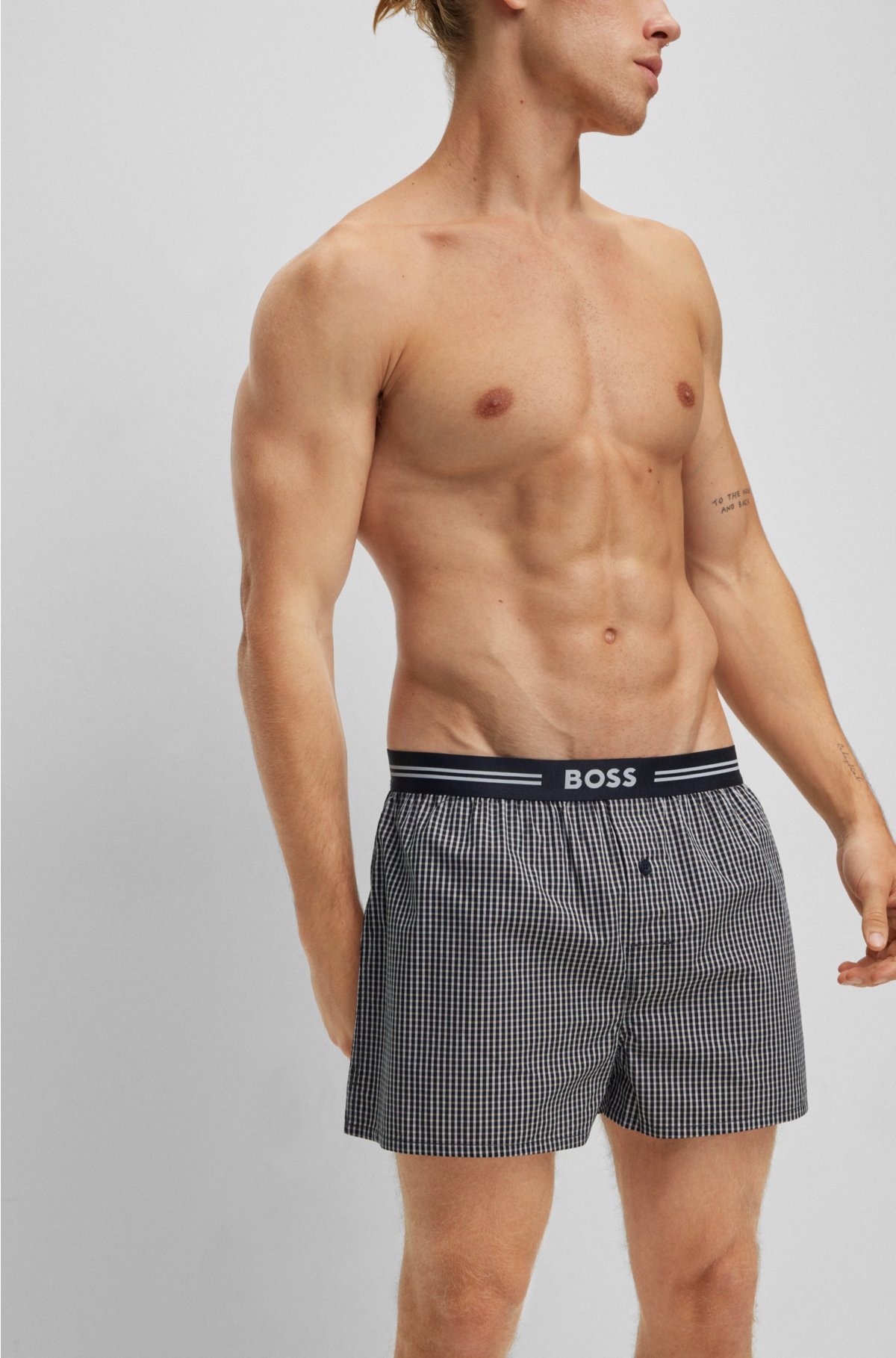 pyjama cotton of - with logo waistbands shorts Two-pack BOSS
