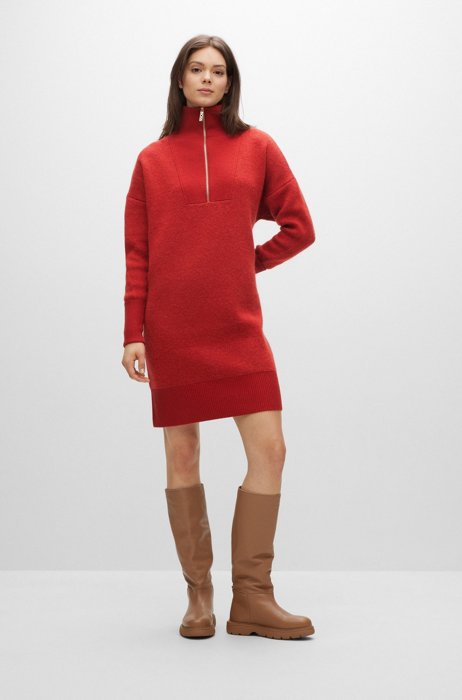 Relaxed-fit sweater dress in a wool blend, Red