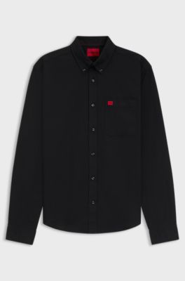 Slim-fit shirt in Oxford cotton, Black