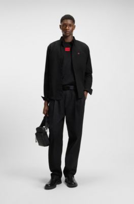 Camicia slim fit in cotone Oxford, Nero