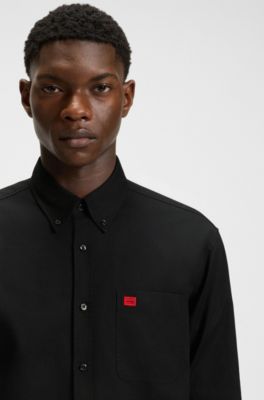 Camicia slim fit in cotone Oxford, Nero