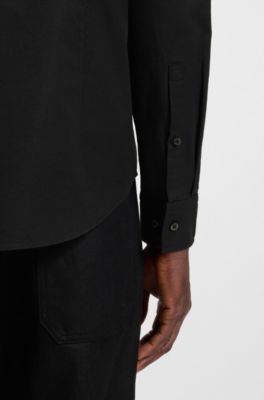 Camicia slim fit in cotone Oxford, Nero