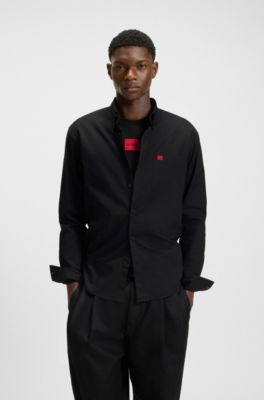 Camicia slim fit in cotone Oxford, Nero