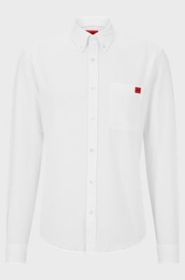 Slim-fit shirt in Oxford cotton, White