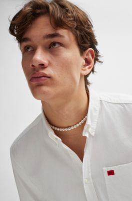 Slim-fit shirt in Oxford cotton, White