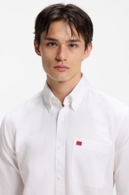 Slim-fit shirt in Oxford cotton, White