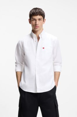 Slim-fit shirt in Oxford cotton, White