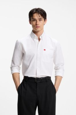 Slim-fit shirt in Oxford cotton, White