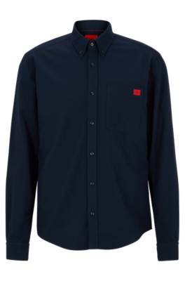 Hugo Boss Oxford-cotton Slim-fit Shirt With Woven Logo Label