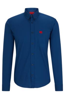 Hugo Boss Button-down Slim-fit Shirt In Oxford Cotton In Blue