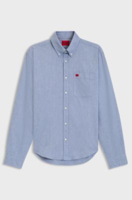 Slim-fit shirt in Oxford cotton, Blue