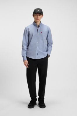 Slim-fit shirt in Oxford cotton, Blue