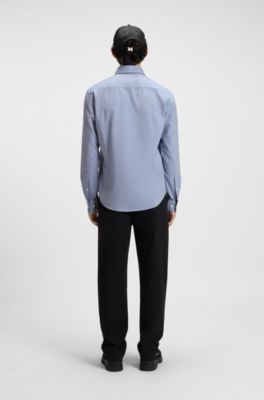 Camisa slim fit de algod&oacute;n Oxford, Azul