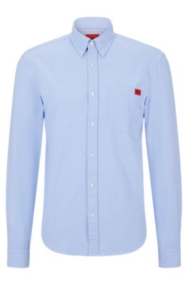 Go to the circuit To deal with come HUGO - Oxford-cotton slim-fit shirt with woven logo label