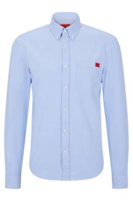 Hugo Boss Oxford-cotton Slim-fit Shirt With Woven Logo Label