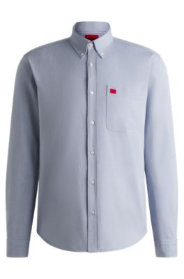Slim-Fit Button-Down-Hemd aus gewaschener Oxford-Baumwolle, Hellblau