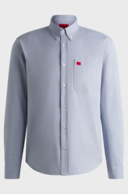 Slim-fit shirt in Oxford cotton, Light Blue