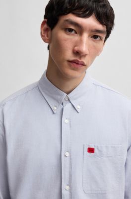 Slim-Fit Button-Down-Hemd aus gewaschener Oxford-Baumwolle, Hellblau