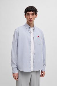Slim-Fit Button-Down-Hemd aus gewaschener Oxford-Baumwolle, Hellblau