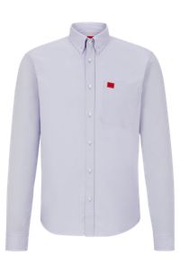 Button-down slim-fit shirt in Oxford cotton, Light Purple