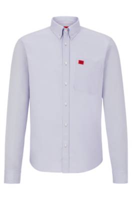 Hugo Boss Oxford-cotton Slim-fit Shirt With Woven Logo Label