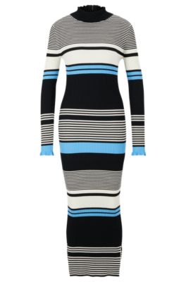 HUGO BOSS STRIPED SLIM-FIT DRESS WITH REAR ZIP