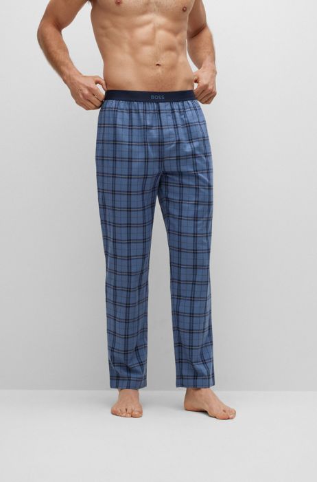 Pantaloni del pigiama in cotone a quadri con elastico in vita con logo HUGO BOSS Uomo Abbigliamento Abbigliamento per la notte Loungewear 