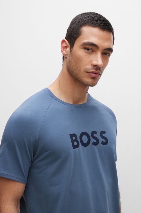 HUGO BOSS Uomo Abbigliamento Intimo Magliette intime T-shirt del pigiama in cotone elasticizzato con logo e righe 