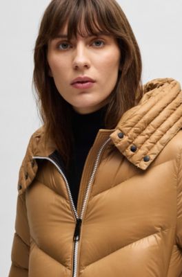 Parka met donsvulling en oversized capuchon, Beige