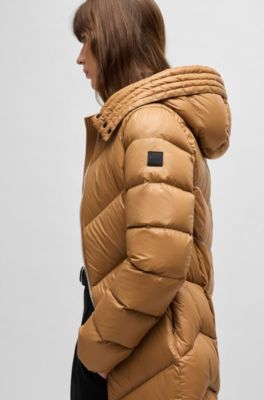 Parka met donsvulling en oversized capuchon, Beige