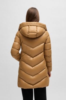 Parka met donsvulling en oversized capuchon, Beige