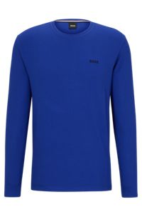 T-shirt del pigiama in misto cotone con logo ricamato, Blu