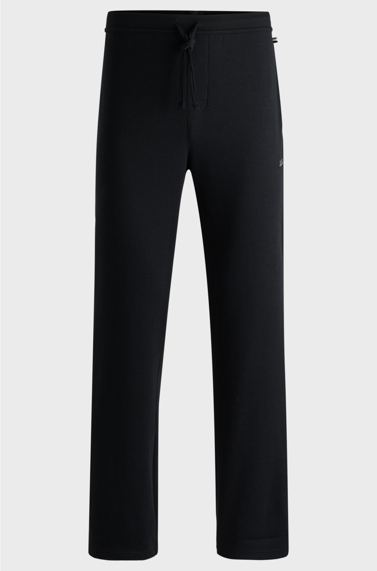 Cotton-blend pyjama bottoms with embroidered logo, Black