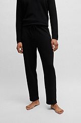 Cotton-blend pyjama bottoms with embroidered logo, Black